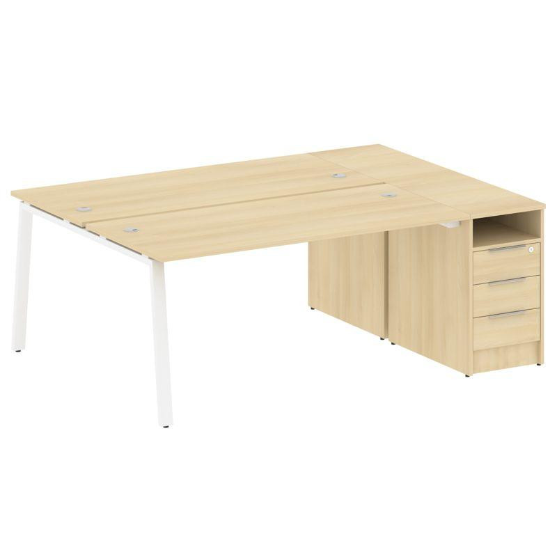 Metal System Рабочая станция с тумбой на А-образном м/к БА.РС-СТП-2.4 Акация Лорка/Металл Белый 2012