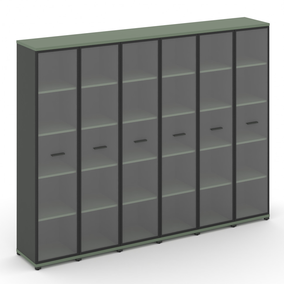 Concept Шкаф 6 узких секций, 5 ниш CN.STU-568 RPB A Кобо/Антрацит/Металл Антрацит/Прозрачный 2500*42