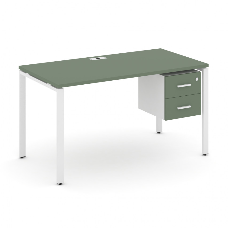 Concept Стол рабочий с подвесной тумбой с 2 ящ. CN.SP-115 W Кобо/Белый Бриллиант/Металл Белый 1380*7