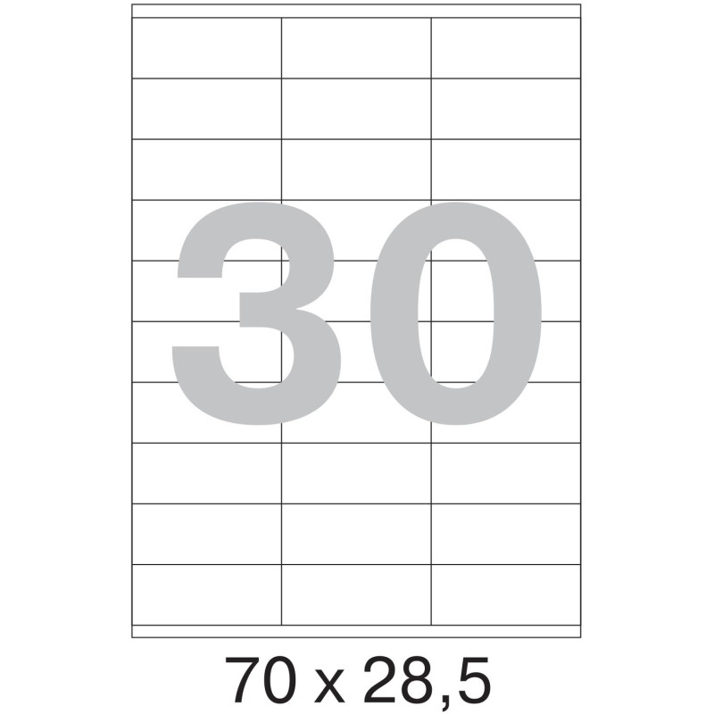 Этикетки самоклеящиеся  70х28,5 мм / 30 шт. на листе А4 (100л