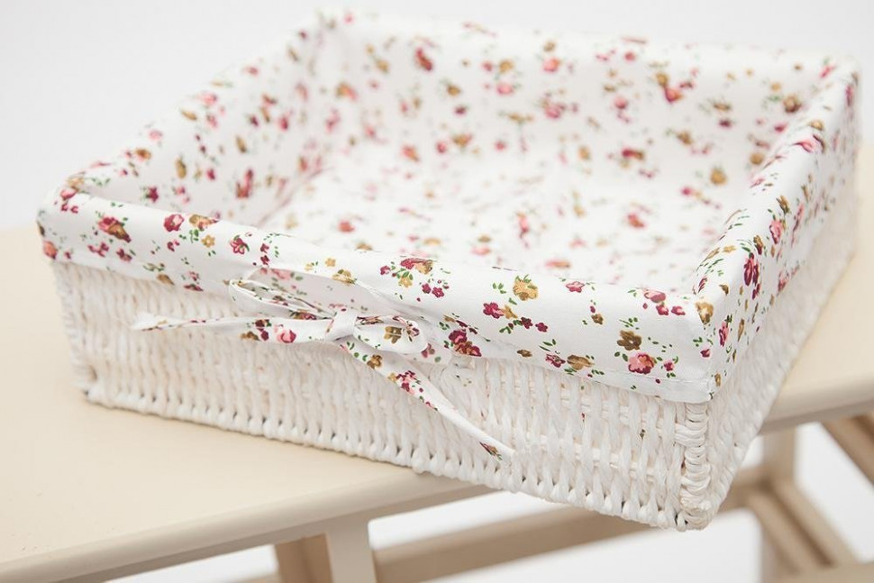 Комод с 5-ю корзинами и 5-ю ящиками Secret De Maison CABAS ( mod. 4323 ) paulownia, мдф, 50x30x73см, butter white (слоновая кость), ткань -розочки