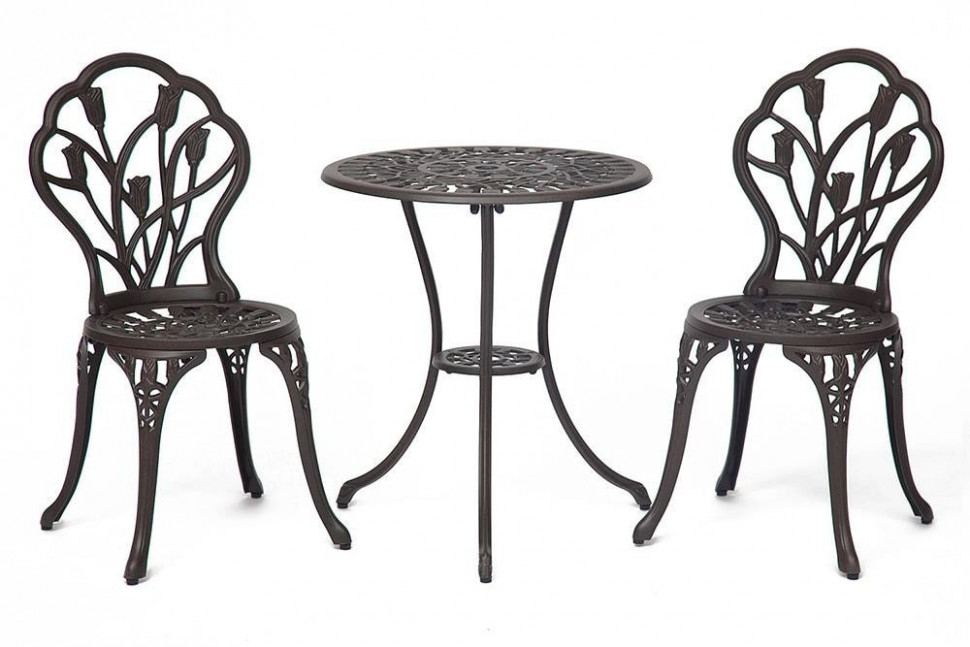 Комплект Secret De Maison Waltz of flowers (стол +2 стула) алюминиевый сплав, D60/H67, 47Х41Х86см, бронза/bronze