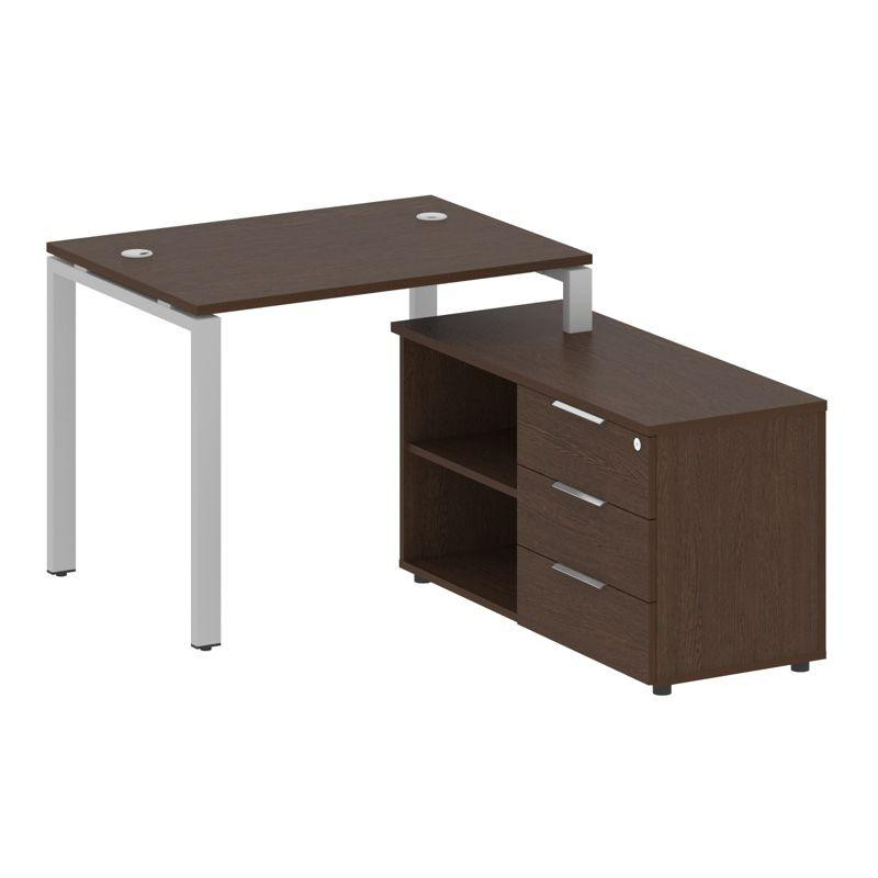 Metal System Рабочая станция с тумбой на П-образном м/к БП.РС-СТС-2.1 (R) Венге Цаво/Металл Серый 11