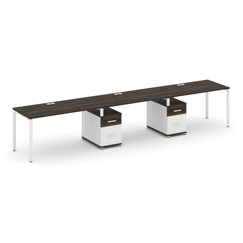 Concept Рабочая станция 3 места с 2 опорными тумбами CN.ORS-339 W Дуб Мали/Белый Бриллиант/Металл Бе