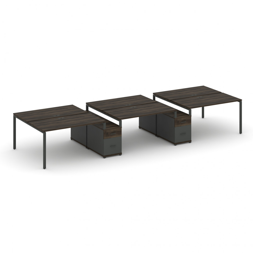 Concept Рабочая станция 6 мест с 2 двухсторонними опорными тумбами CN.DRS-338 A Дуб Мали/Антрацит/Ме Concept Рабочая станция 6 мест с 2 двухсторонними опорными тумбами CN.DRS-338 A Дуб Мали/Антрацит/Ме