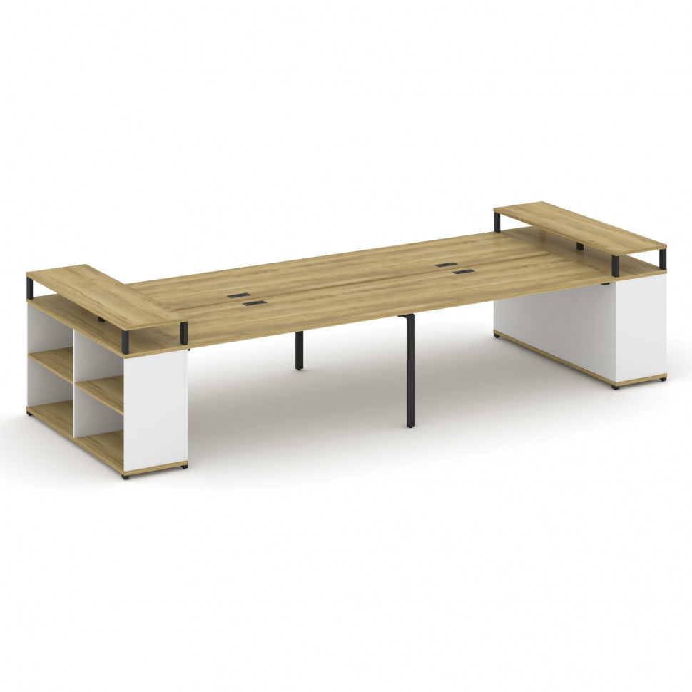Concept Рабочая станция с опорными стеллажами с верх. горизонтами CN.DRS-252 Дуб Винченцо/Белый Брил