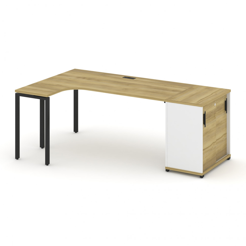Concept Стол эргономичный с опорным шкафом-купе CN.SA-218(L) B Дуб Винченцо/Белый Бриллиант/Металл Concept Стол эргономичный с опорным шкафом-купе CN.SA-218(L) B Дуб Винченцо/Белый Бриллиант/Металл