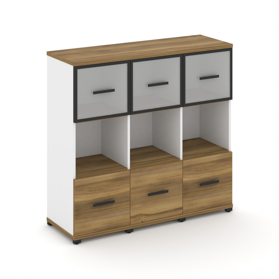 Concept Шкаф 3 узкие секции, 3 ниши CN.STU-335 RMB B Сандал Янтарный/Белый Бриллиант/Металл Черный/С