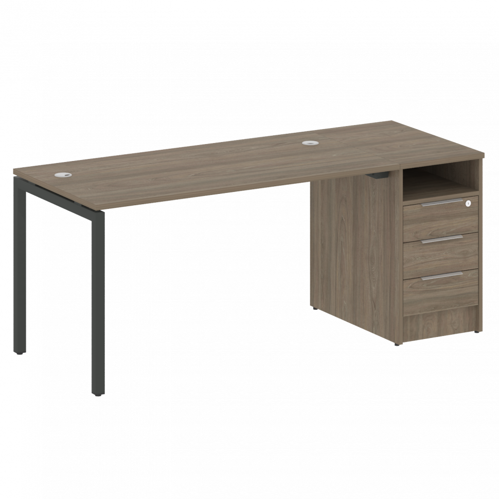 Metal System Quattro Рабочая станция с тумбой на П-образном м/к 40БП.РС-СТП-1.3 Вяз Благородный/Мета