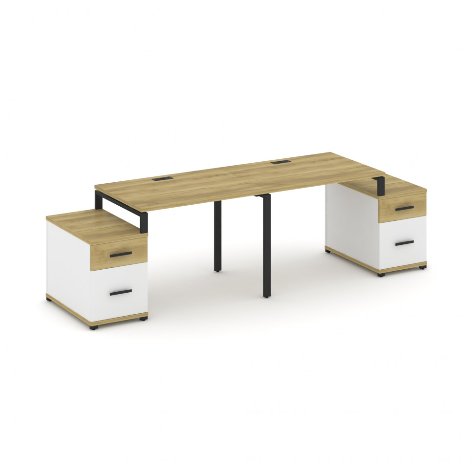 Concept Рабочая станция 2 места с 2 опорными тумбами CN.ORS-321 B Дуб Винченцо/Белый Бриллиант/Метал Concept Рабочая станция 2 места с 2 опорными тумбами CN.ORS-321 B Дуб Винченцо/Белый Бриллиант/Метал