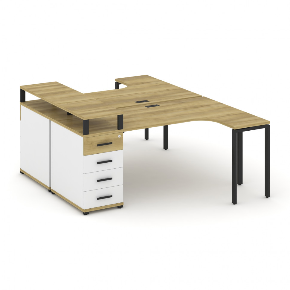 Concept Рабочая станция CN.DSA-405 B Дуб Винченцо/Белый Бриллиант/Металл Черный 1800*1180*917