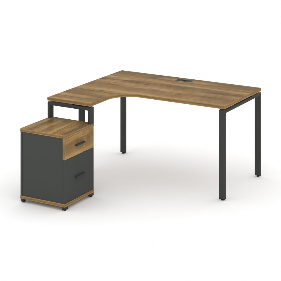 Concept Стол эргономичный с опорной тумбой CN.SA-308(L) A Сандал Янтарный/Антрацит/Металл Антрацит 1 Concept Стол эргономичный с опорной тумбой CN.SA-308(L) A Сандал Янтарный/Антрацит/Металл Антрацит 1