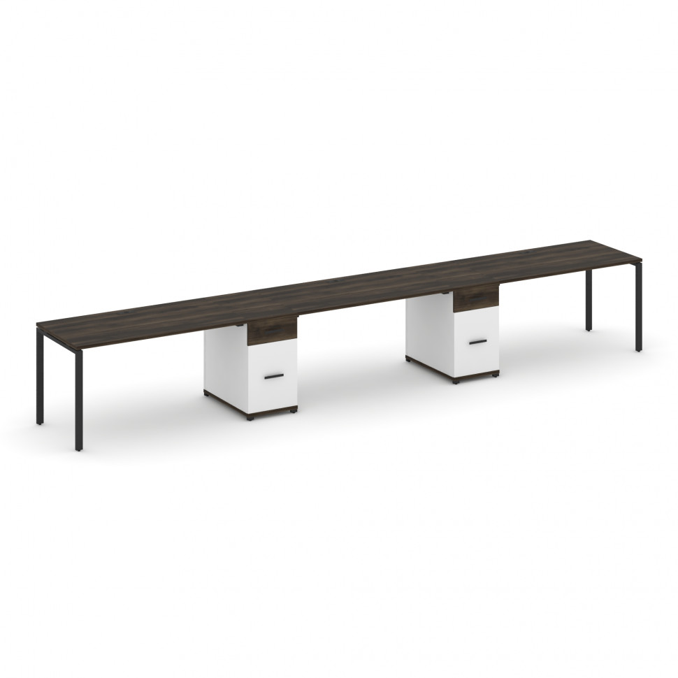 Concept Рабочая станция 3 места с 2 опорными тумбами CN.ORS-439 B Дуб Мали/Белый Бриллиант/Металл Че