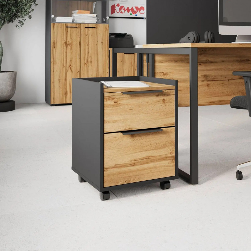 Тумба мобильная К-Loft 241T003 дуб натур./графит