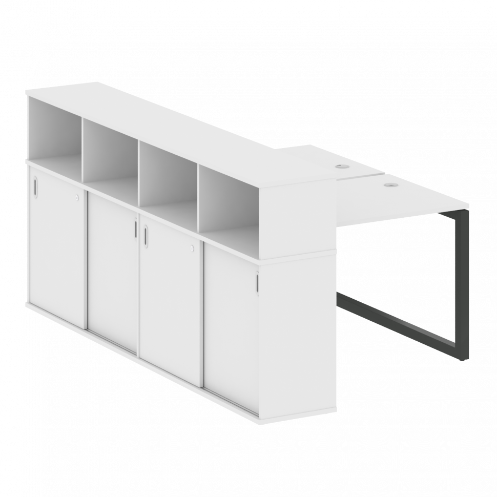 Metal System Quattro Рабочая станция с шкафом-купе на О-образном м/к 50БО.РС-СШК-4.1 Т Белый/Металл