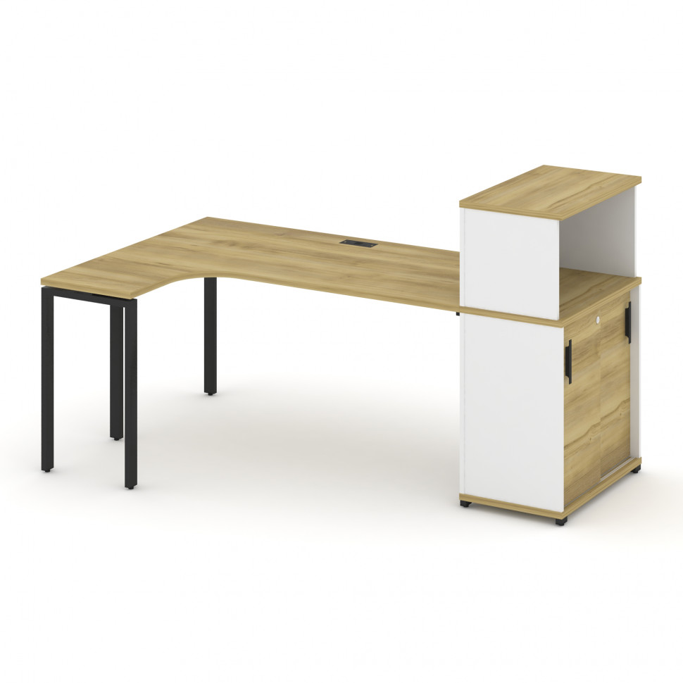 Concept Стол эргономичный с опорным шкафом-купе с надставкой низ.  CN.SA-220(L) B Дуб Винченцо/Белый