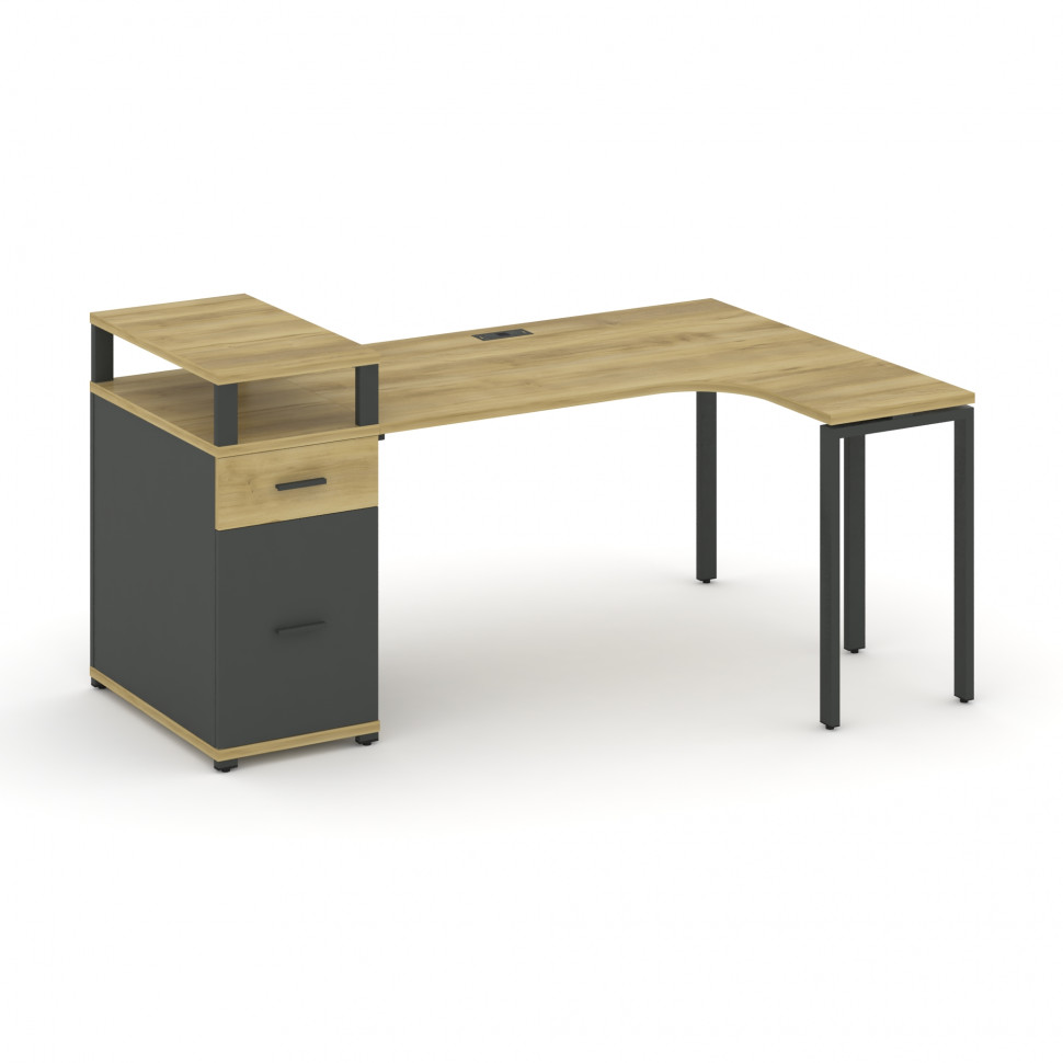 Concept Стол эргономичный CN.SA-408(R) A Дуб Винченцо/Антрацит/Металл Антрацит 2000*1180*917 Concept Стол эргономичный CN.SA-408(R) A Дуб Винченцо/Антрацит/Металл Антрацит 2000*1180*917