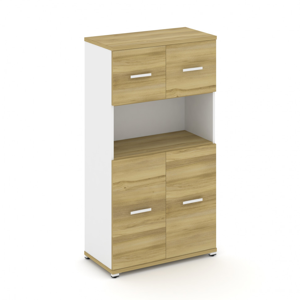 Concept Шкаф 1 широкая секция, 4 ниши CN.STS-415 W Дуб Винченцо/Белый Бриллиант/Металл Белый 836*420