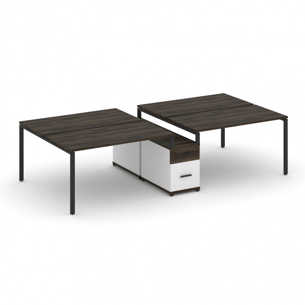 Concept Рабочая станция 4 места с двухсторонней опорной тумбой CN.DRS-315 B Дуб Мали/Белый Бриллиант