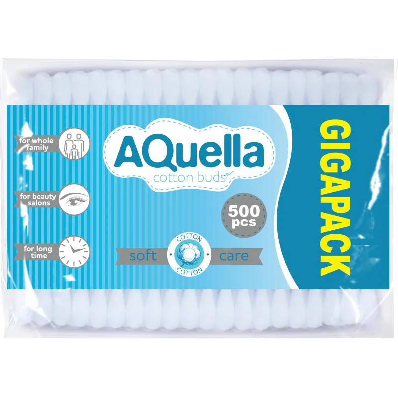 Палочки ватные AQUELLA п/э КК/42 500 шт/уп