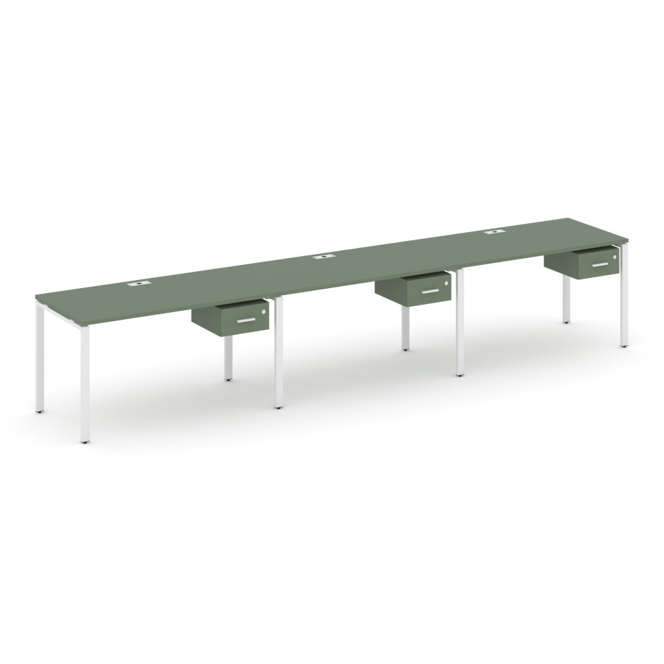 Concept Рабочая станция односторонняя с подвес. тумбами 3 места CN.ORS-129 W Кобо/Металл Белый 2940*