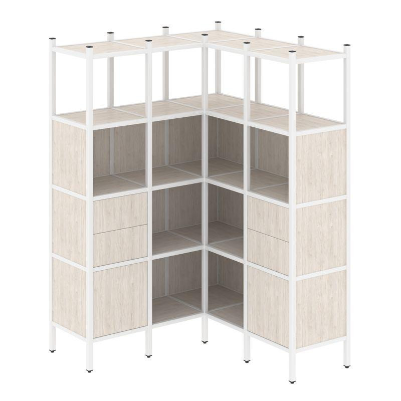 Loft Угловой внутренний стеллаж VR.L-33 Денвер Светлый/Металл Белый 1278*1278*1869 Loft Угловой внутренний стеллаж VR.L-33 Денвер Светлый/Металл Белый 1278*1278*1869