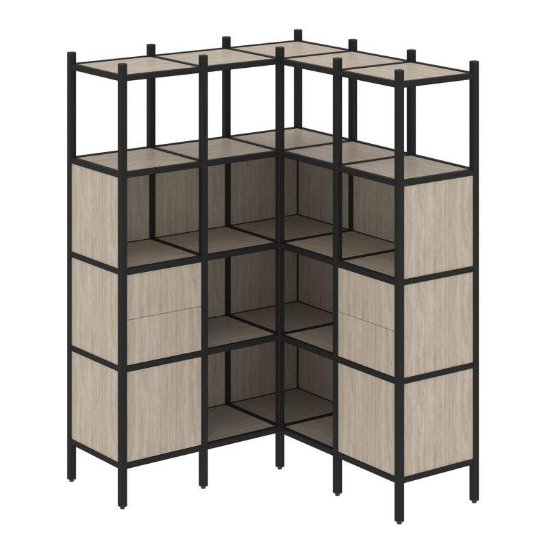 Loft Угловой внутренний стеллаж VR.L-33 Дуб Аттик/Металл Черный 1278*1278*1869