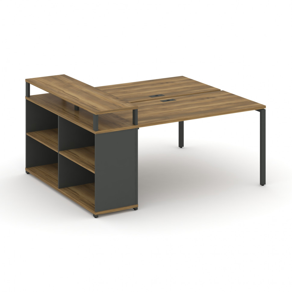Concept Рабочая станция с опорным стеллажом с верх. горизонтом  CN.DRS-208 Сандал Янтарный/Антрацит/