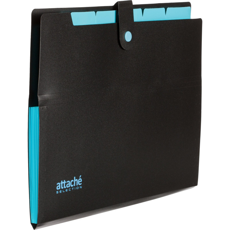 Папка органайзер на кнопке Attache Selection Black&amp;Bluе, А4,500мкм , 5отд