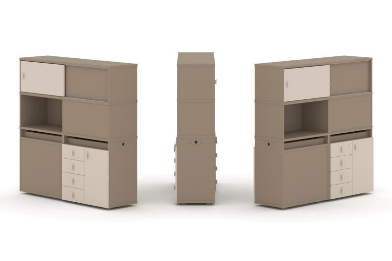 Estetica Набор №31. Тумба двойная+высокая надставка ES.NB.2V-31 Латте/Капучино 1500*410*1520