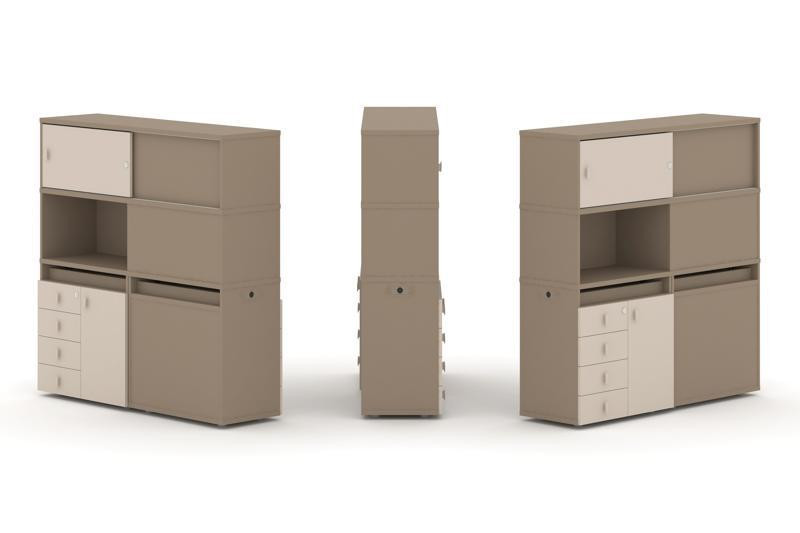 Estetica Набор №31. Тумба двойная+высокая надставка ES.NB.2V-31 Латте/Капучино 1500*410*1520