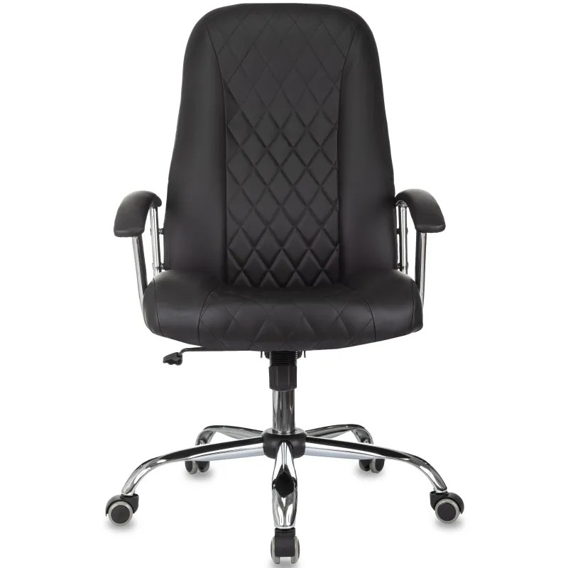 Кресло БР Комус Мебель EChair 658 экокожа (строчка ромб),черный, хром