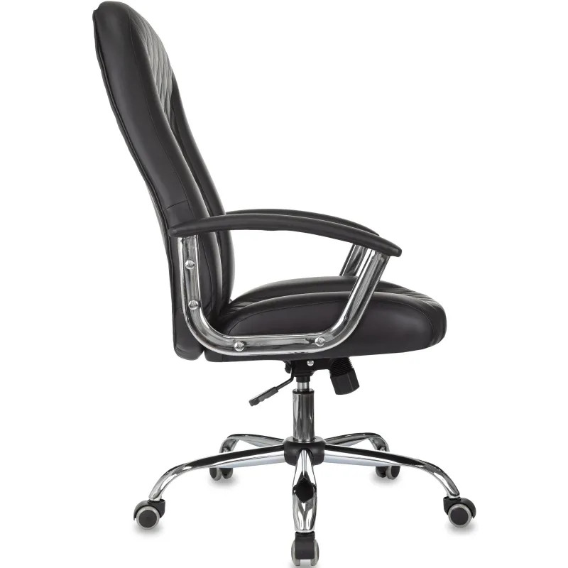Кресло БР Комус Мебель EChair 658 экокожа (строчка ромб),черный, хром