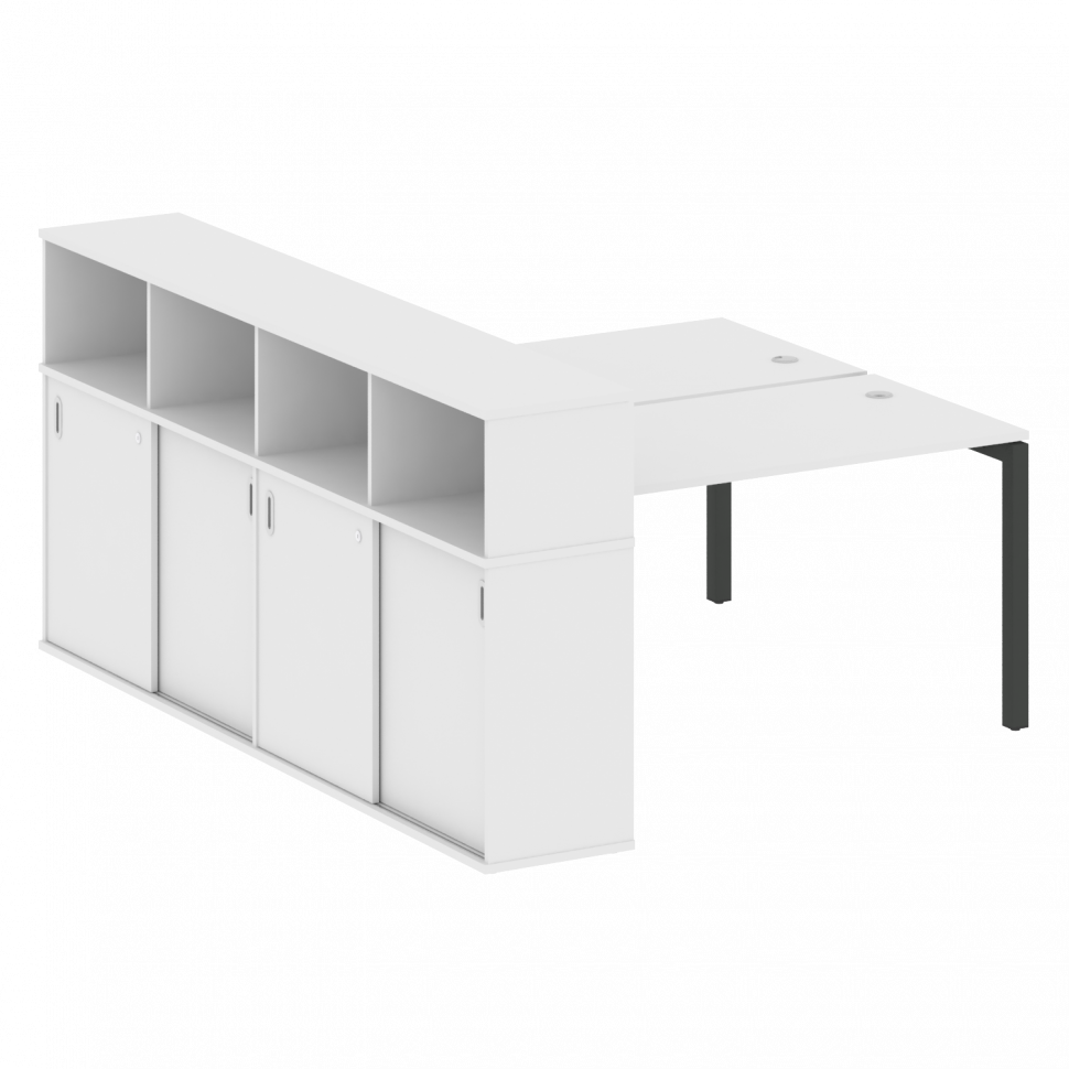 Metal System Quattro Рабочая станция с шкафом-купе на П-образном м/к 50БП.РС-СШК-4.3 Т Белый/Металл