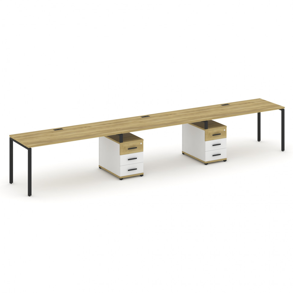 Concept Рабочая станция 3 места с 2 опорными тумбами CN.ORS-336 B Дуб Винченцо/Белый Бриллиант/Метал Concept Рабочая станция 3 места с 2 опорными тумбами CN.ORS-336 B Дуб Винченцо/Белый Бриллиант/Метал