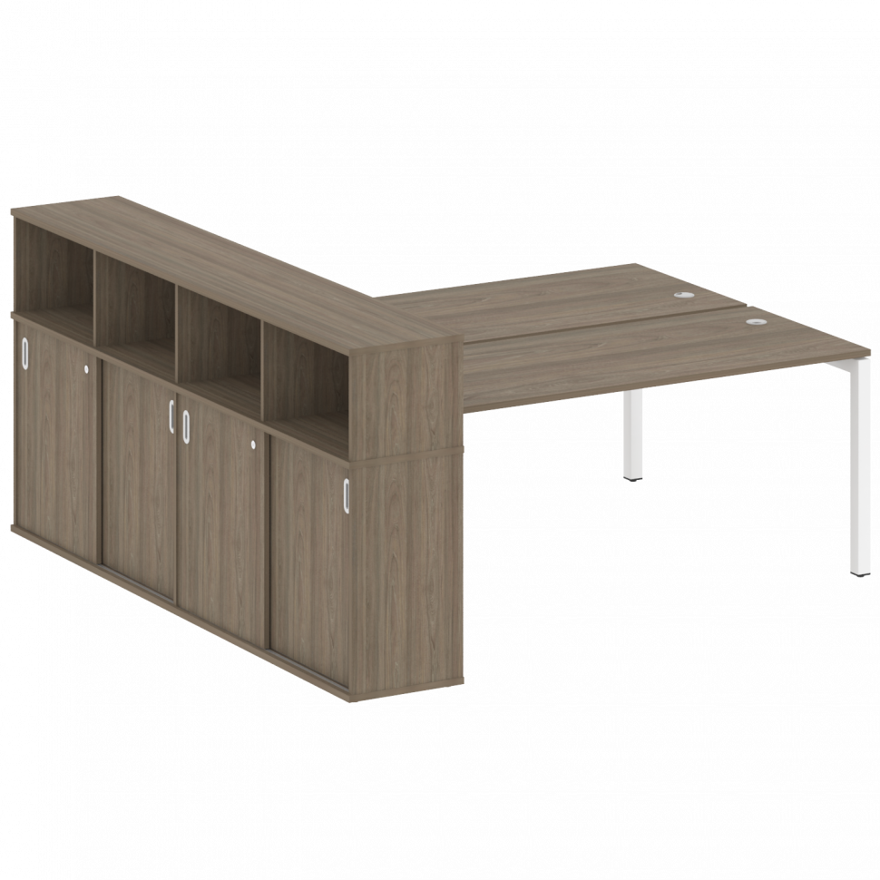 Metal System Quattro Рабочая станция с шкафом-купе на П-образном м/к 50БП.РС-СШК-4.5 Т Вяз Благородн
