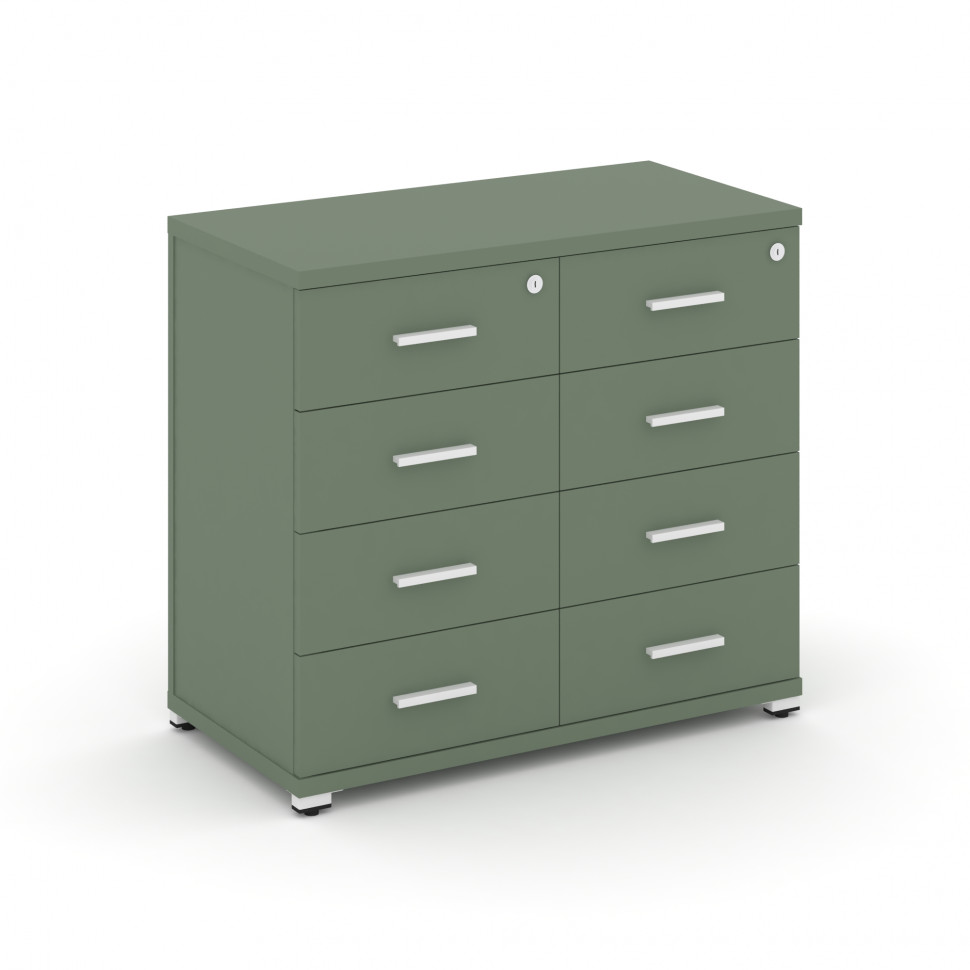 Concept Тумба приставная широкая 8 ящ. CN.TSP-013 W Кобо/Металл Белый 836*420*750