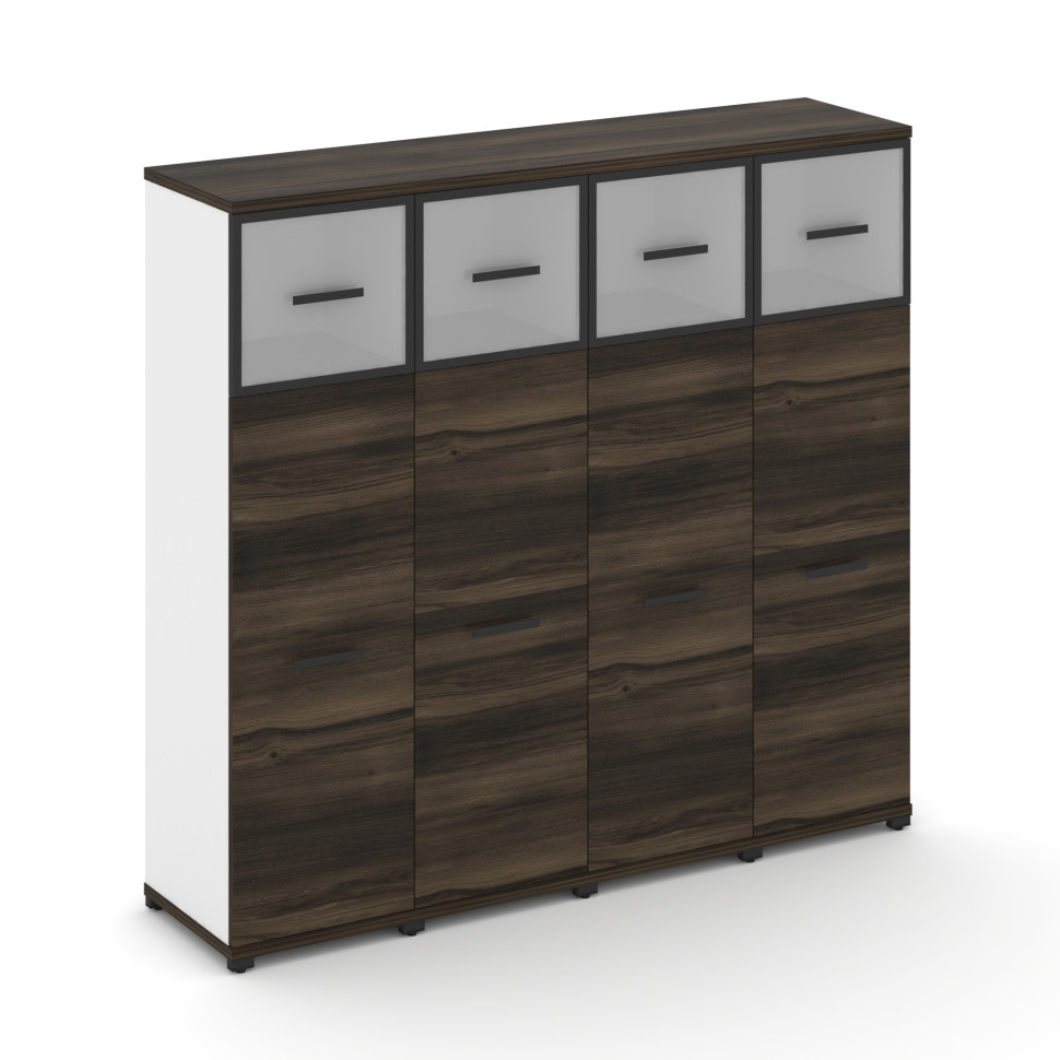 Concept Шкаф 4 узкие секции, 4 ниши CN.STU-444 RMB B Дуб Мали/Белый Бриллиант/Металл Черный/Сатин 16