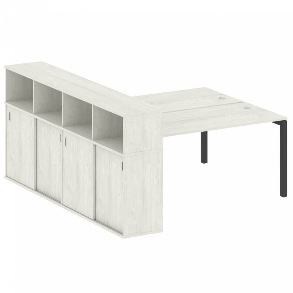 Metal System Quattro Рабочая станция с шкафом-купе на П-образном м/к 50БП.РС-СШК-4.4 Т Дуб Наварра/М