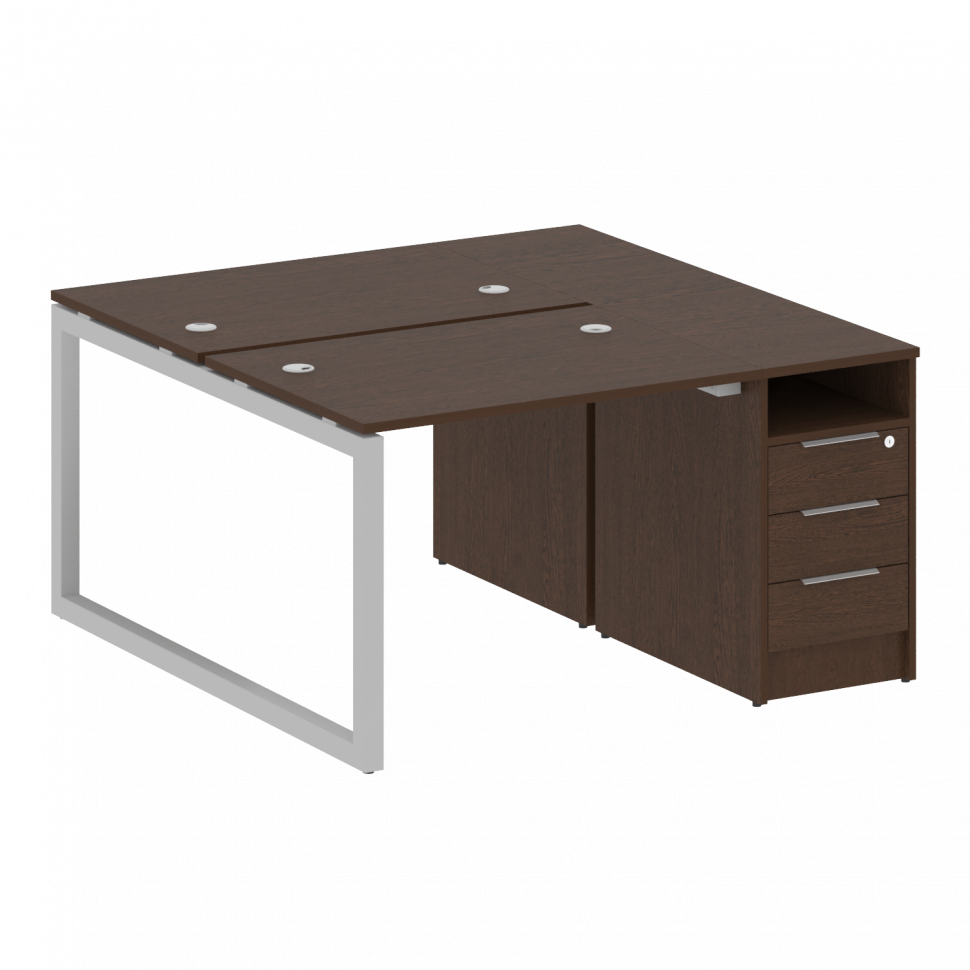 Metal System Quattro Рабочая станция с тумбой на О-образном м/к 50БО.РС-СТП-2.1 Венге Цаво/Металл Се