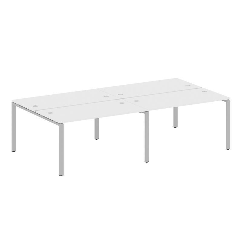 Metal System Рабочая станция на 4 места на П-образном м/к БП.СМ-4.3 Белый/Металл Серый 2800*1475*750