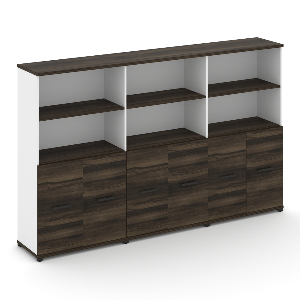 Concept Шкаф 3 широкие секции, 4 ниши CN.STS-431 B Дуб Мали/Белый Бриллиант/Металл Черный 2500*420*1