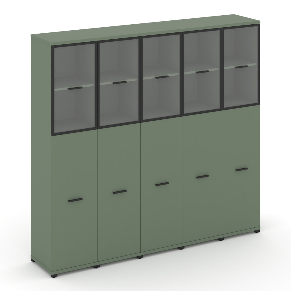 Concept Шкаф 5 узких секций, 5 ниш CN.STU-555 RP B Кобо/Металл Черный/Прозрачный 2084*420*1922