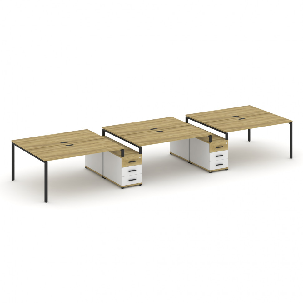 Concept Рабочая станция 6 мест с 2 двухсторонними опорными тумбами CN.DRS-336 B Дуб Винченцо/Белый Б Concept Рабочая станция 6 мест с 2 двухсторонними опорными тумбами CN.DRS-336 B Дуб Винченцо/Белый Б