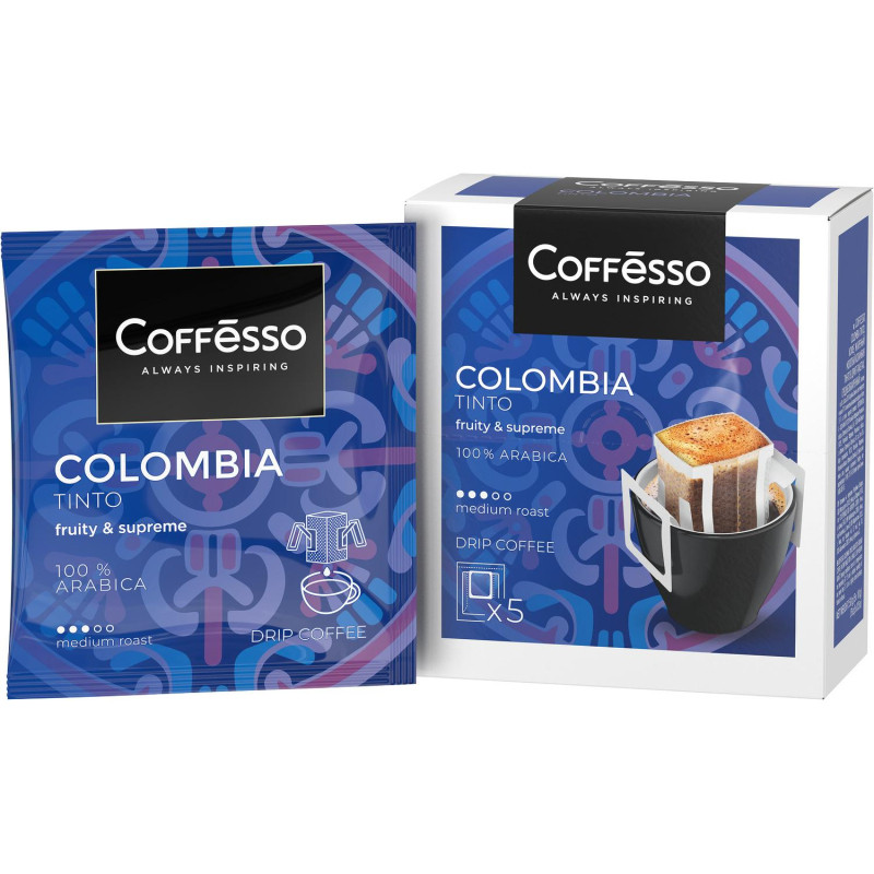 Кофе Coffesso Colombia Tinto дрип-пакет 5 шт/уп