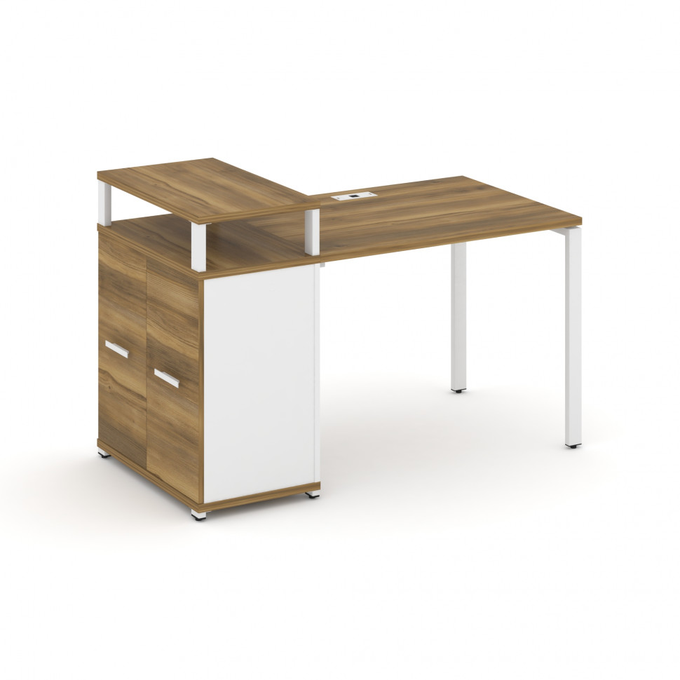 Concept Стол рабочий с опорным распаш. шкафом с верх. горизонтом  CN.SP-221 W Сандал Янтарный/Белый