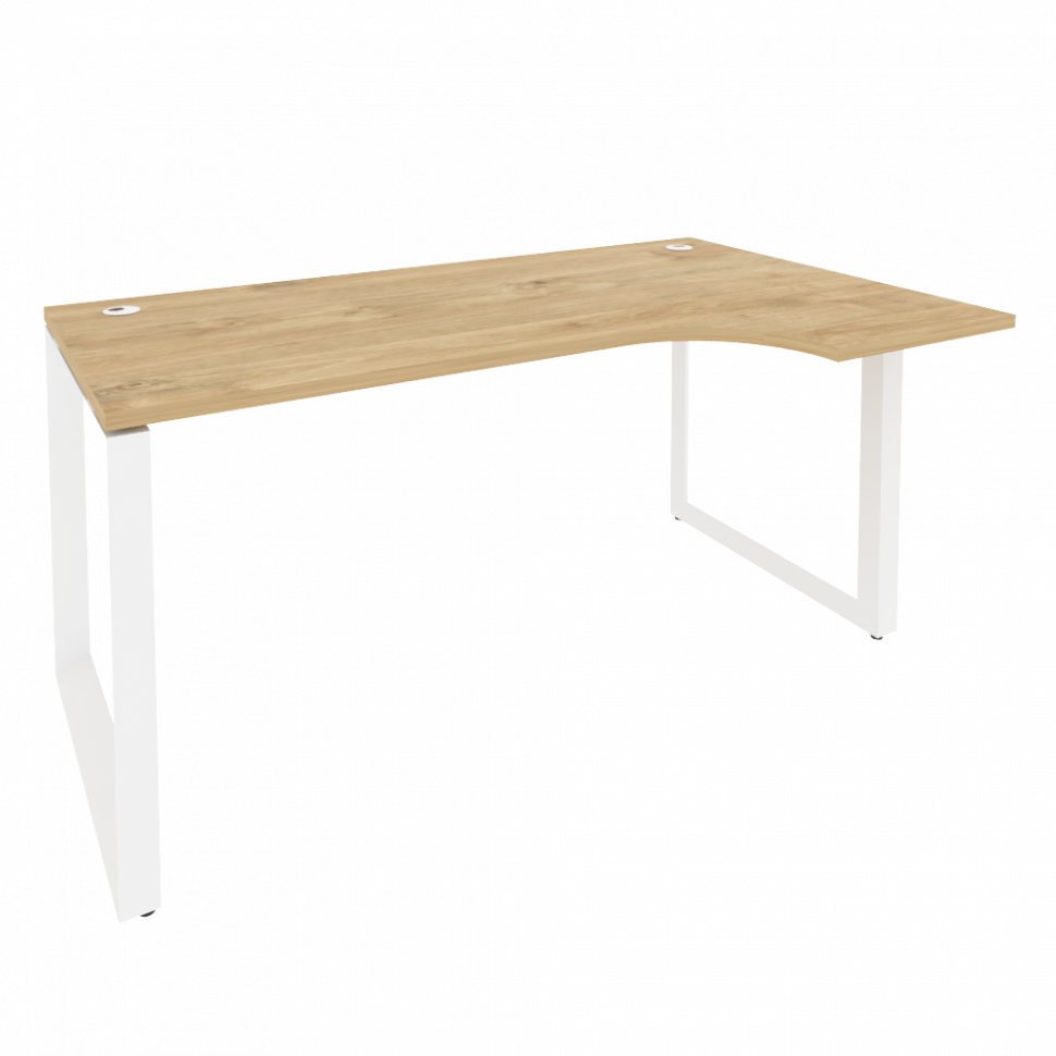 Onix Стол эргономичный правый на О-образном м/к O.MO-SA-1 (R) Тиквуд Светлый/Металл Белый 1580*980*7