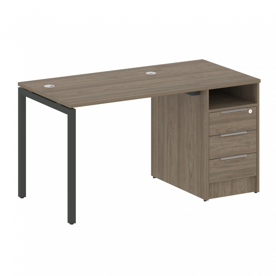 Metal System Quattro Рабочая станция с тумбой на П-образном м/к 40БП.РС-СТП-1.1 Вяз Благородный/Мета Metal System Quattro Рабочая станция с тумбой на П-образном м/к 40БП.РС-СТП-1.1 Вяз Благородный/Мета