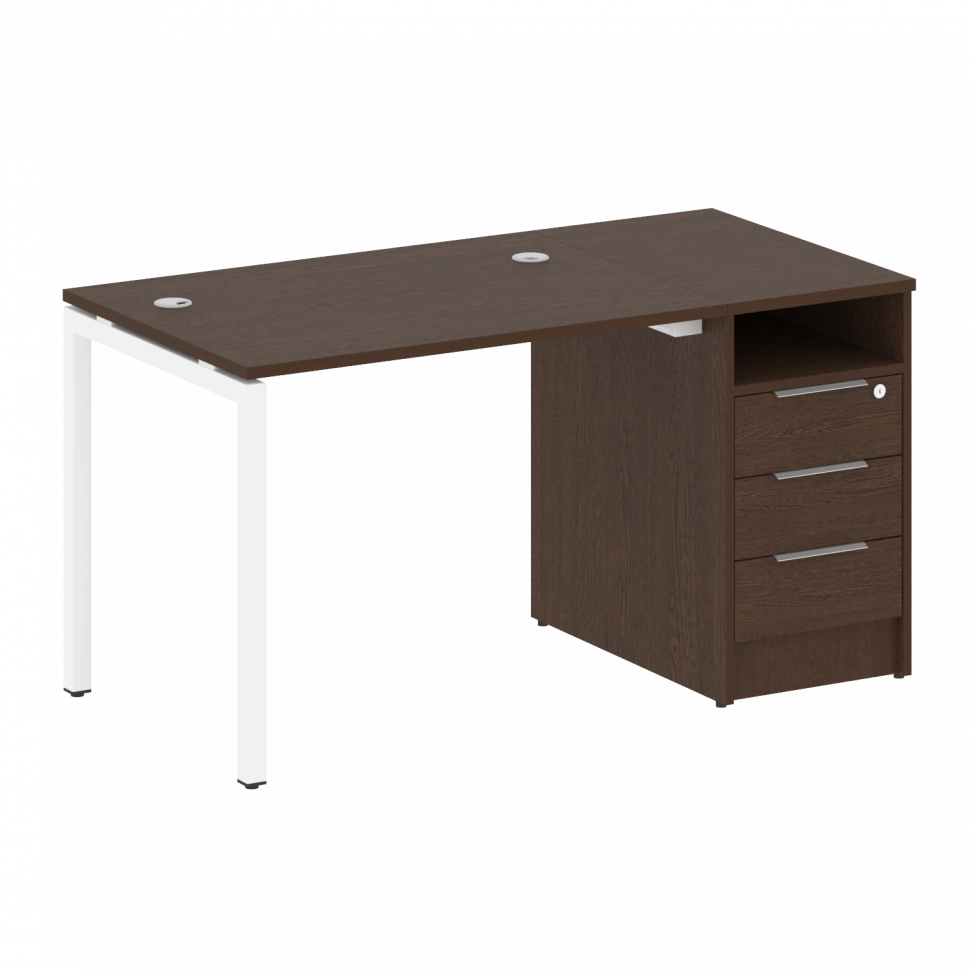 Metal System Quattro Рабочая станция с тумбой на П-образном м/к 40БП.РС-СТП-1.1 Венге Цаво/Металл Бе Metal System Quattro Рабочая станция с тумбой на П-образном м/к 40БП.РС-СТП-1.1 Венге Цаво/Металл Бе