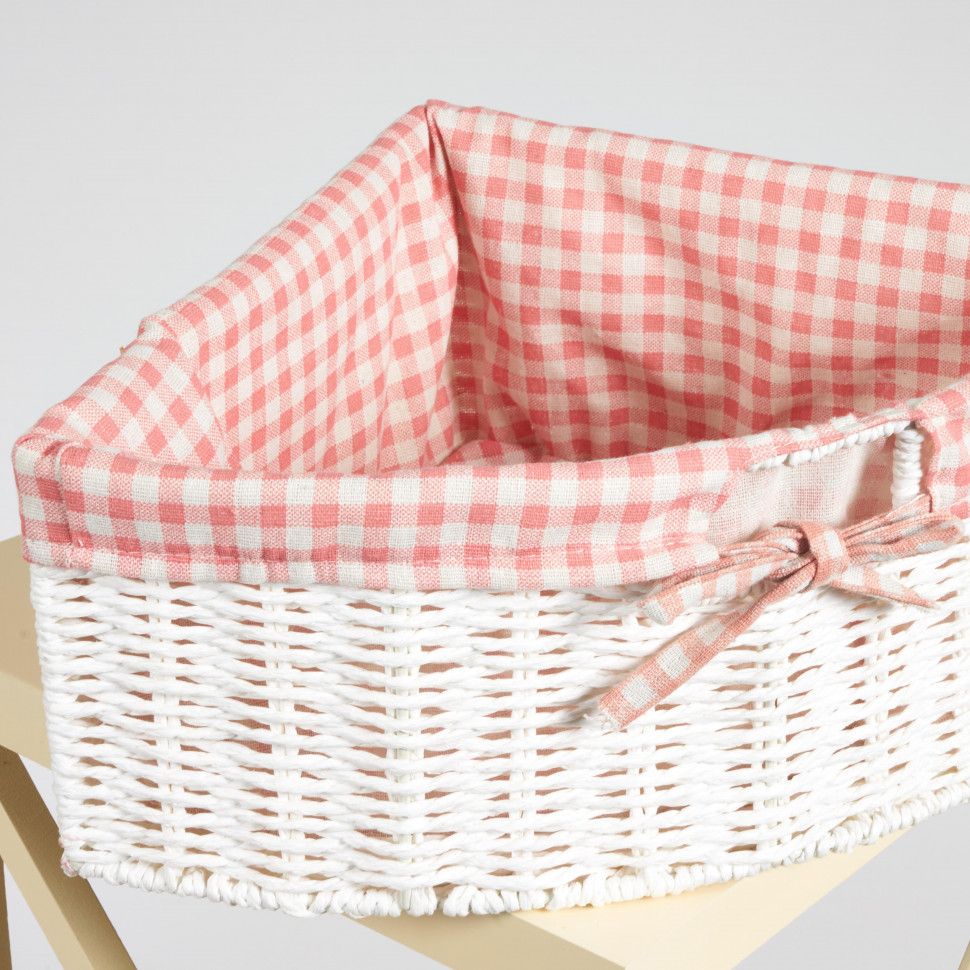 Угловая этажерка Secret de Maison ANGULAIRE 3 ( mod. PE-04 ) paulownia, мдф, 34x34x123см, butter white (слоновая кость), ткань - красная клетка